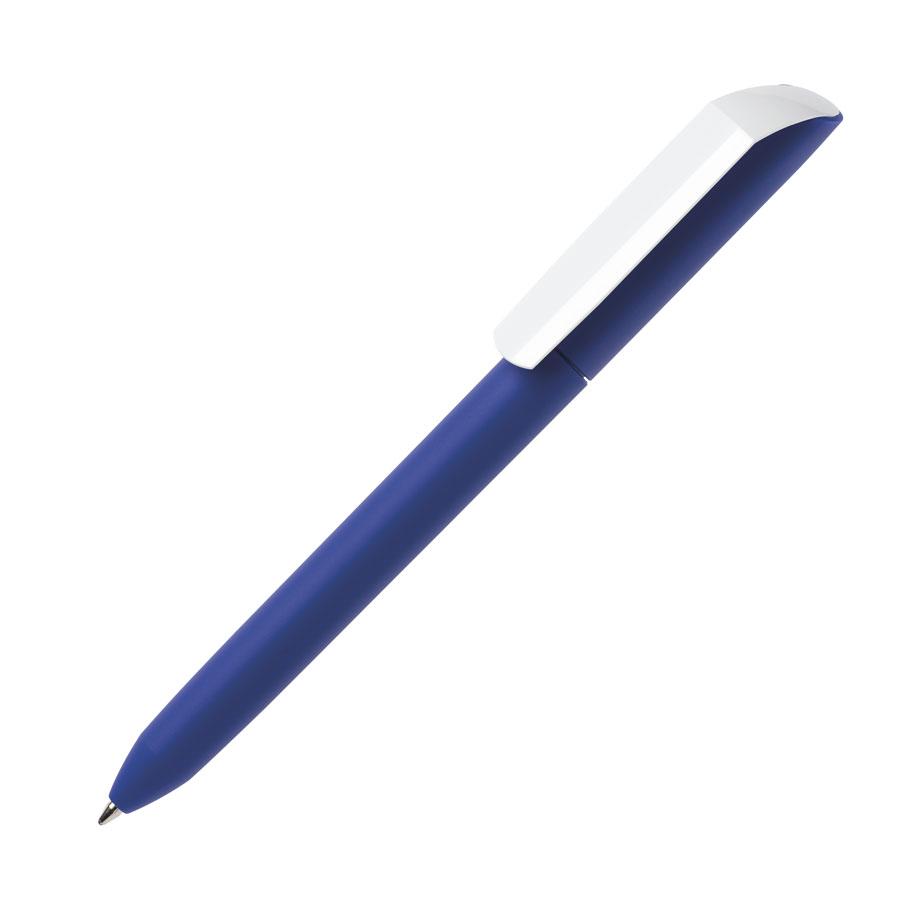 Ручка шариковая FLOW PURE, покрытие soft touch, белый клип, синий, пластик