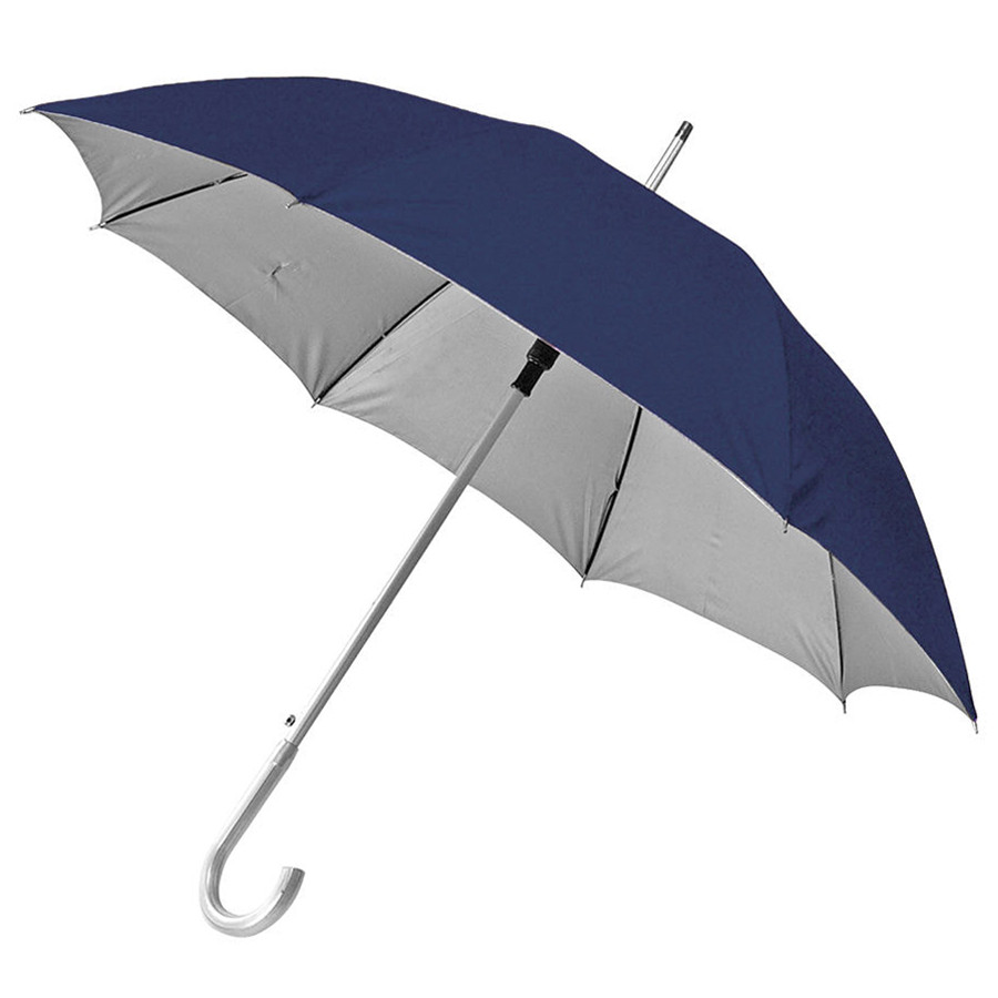 Зонт-трость с пластиковой ручкой "под алюминий" "Silver", полуавтомат; темно-синий с серебром; D=103 - фото 1 - id-p89709068