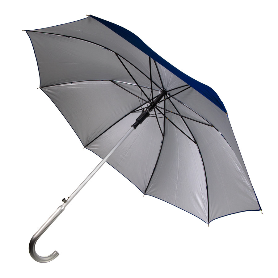 Зонт-трость с пластиковой ручкой "под алюминий" "Silver", полуавтомат; темно-синий с серебром; D=103 - фото 2 - id-p89709068