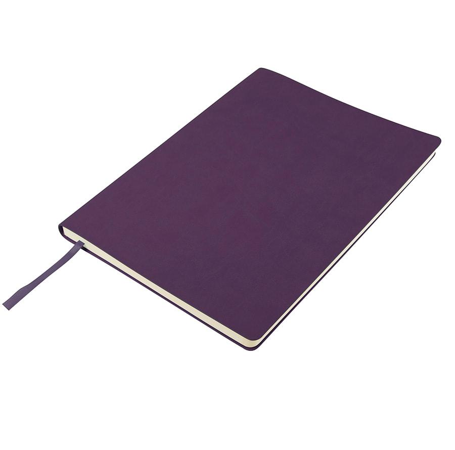 Бизнес-блокнот "Biggy", B5 формат, фиолетовый, серый форзац, мягкая обложка, в клетку - фото 2 - id-p89710079