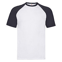 Футболка "Short Sleeve Baseball T", белый с глубоким темно-синим_L, 100% х/б, 160 г/м2