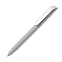 Ручка шариковая FLOW PURE, покрытие soft touch, белый клип, серый, пластик
