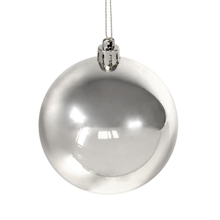 Шар новогодний Gloss, диаметр 8 см., пластик,серебро - фото 1 - id-p89712853