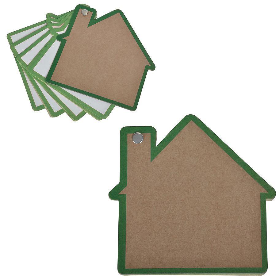 Промо-блокнот "Дом", зеленый, 13х12,5х0,9см, картон, бумага - фото 1 - id-p89719063