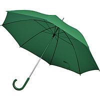 Зонт-трость с пластиковой ручкой, механический; зеленый; D=103 см; нейлон; шелкография