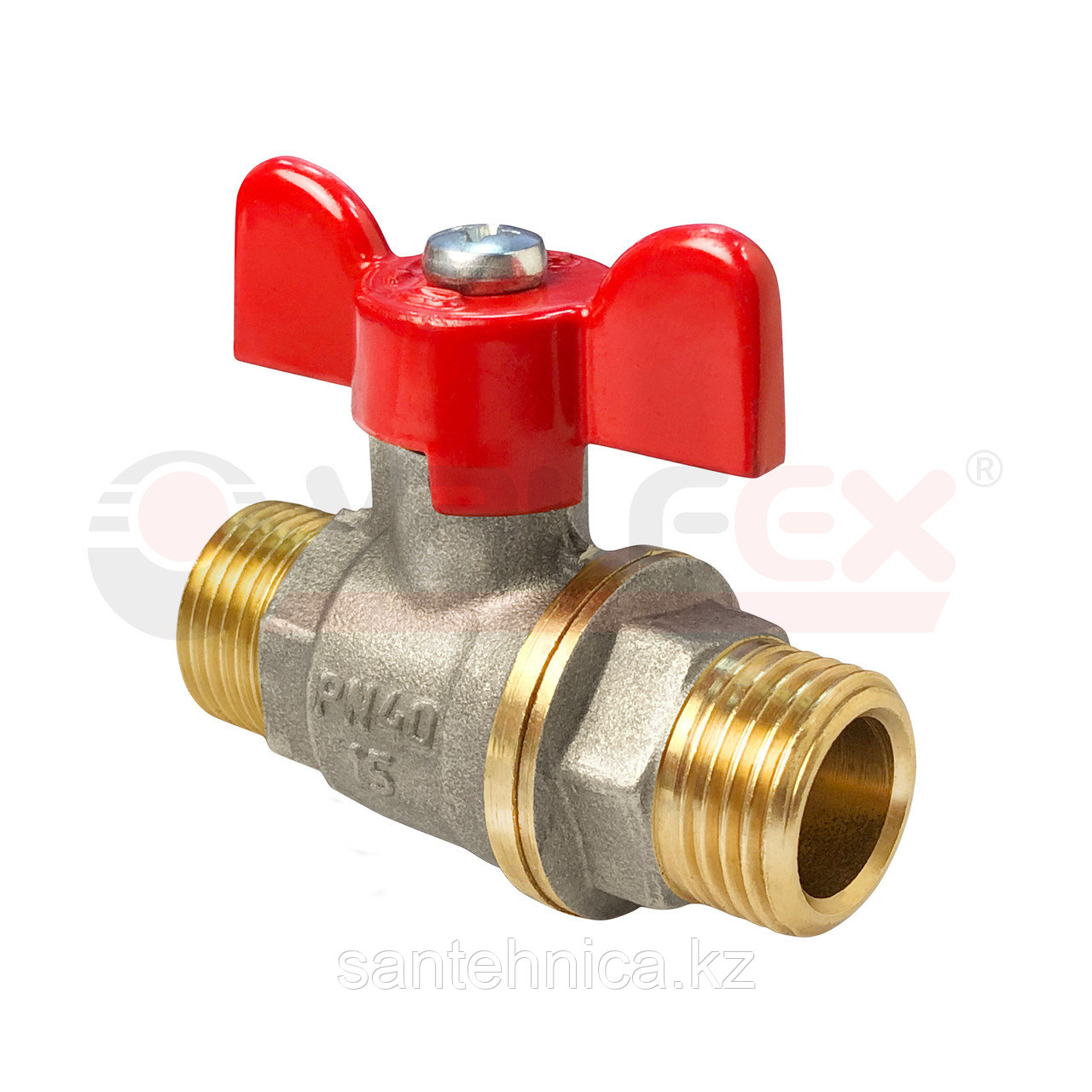 Кран шаровой никель 11Б27фт1М Ду 15 (1/2") Ру40 НР/НР бабочка VALFEX (96/24)