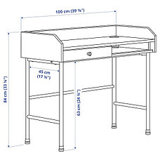 Стол письменный ХАУГА серый 100x45 см ИКЕА, IKEA, фото 3