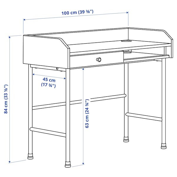 Стол письменный ХАУГА серый 100x45 см ИКЕА, IKEA - фото 5 - id-p89743260