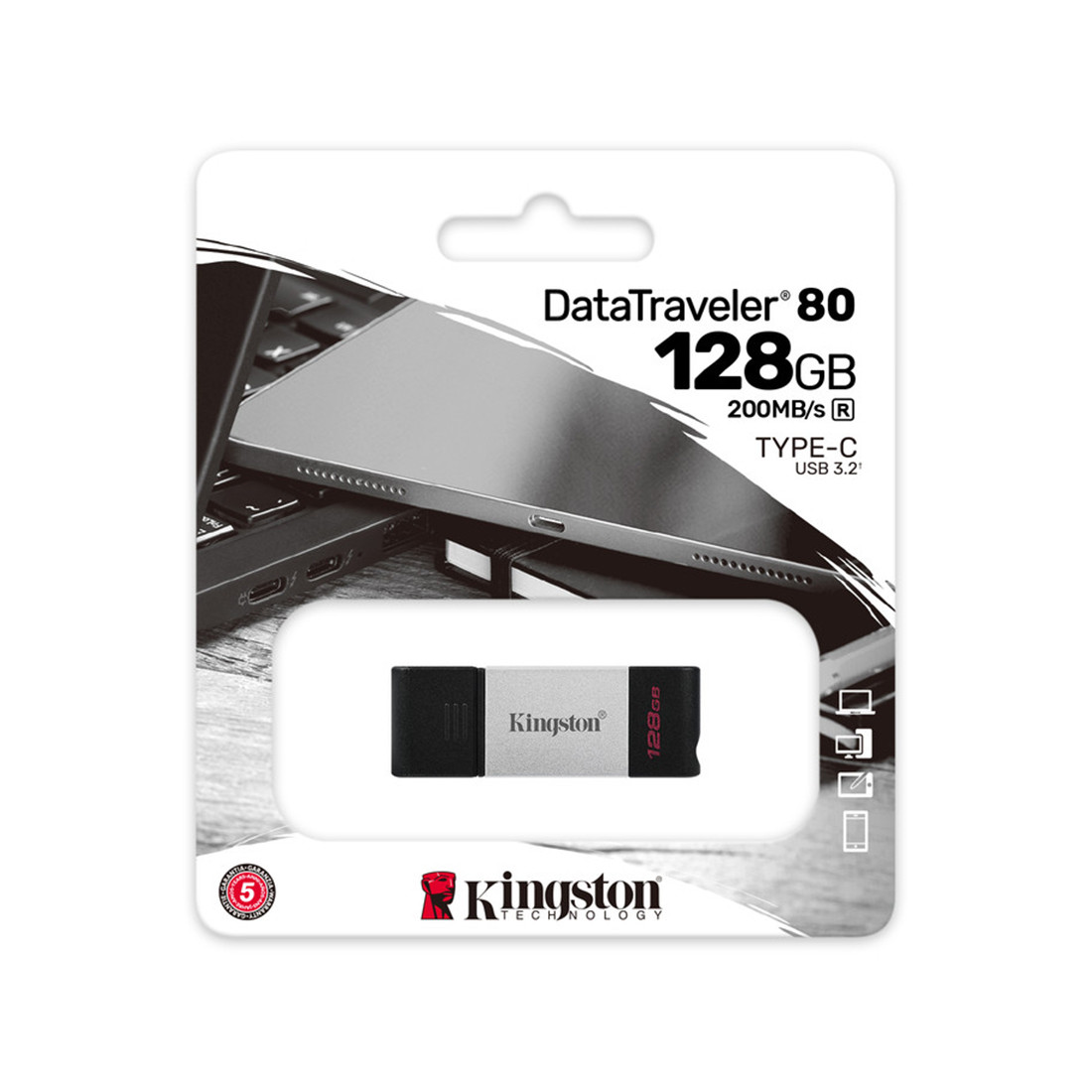 USB-накопитель Kingston DT80/128GB 128GB Серебристый