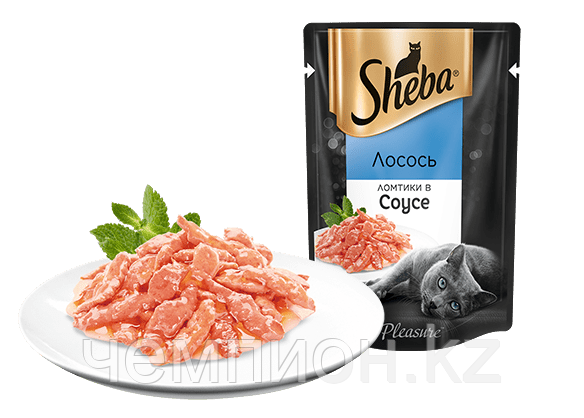 SHEBA, Шеба ломтики в соусе, лосось, консервы для кошек, уп.28*85гр.