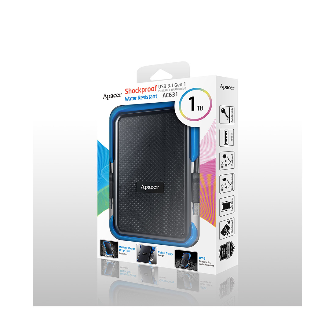 Внешний жёсткий диск Apacer 1TB 2.5" AC631 Синий, фото 1