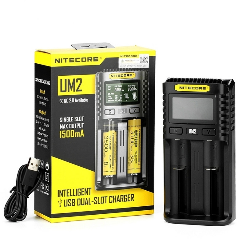 Nitecore UM2 - быстрая универсальная 2х-канальная USB-зарядка.