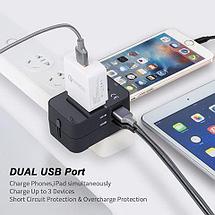 Переходник сетевой туристический для розеток и вилок всех типов с 2хUSB портами UNIVERSAL ADAPTOR, фото 3