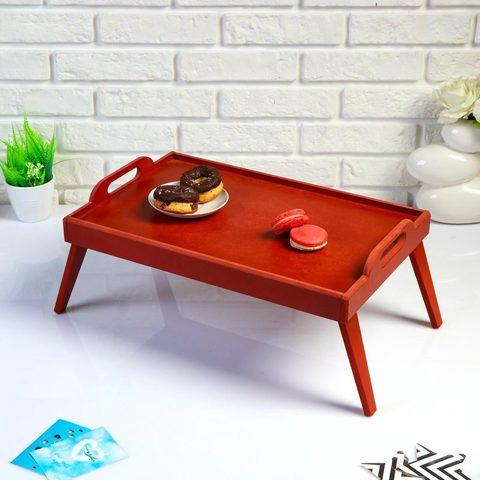 Столик-поднос для завтрака в постели складной с ручками «Bon Appetit» (Ретро-красный)
