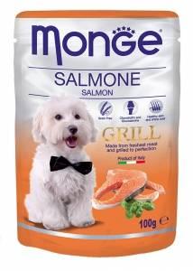 1312 Monge Grill, кусочки с мясом лосося в соусе, для собак, уп.24*100гр.