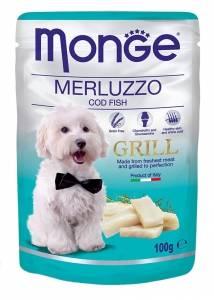 1313 Monge Grill, кусочки с мясом трески в соусе, для собак, уп.24*100гр. - фото 1 - id-p89776591