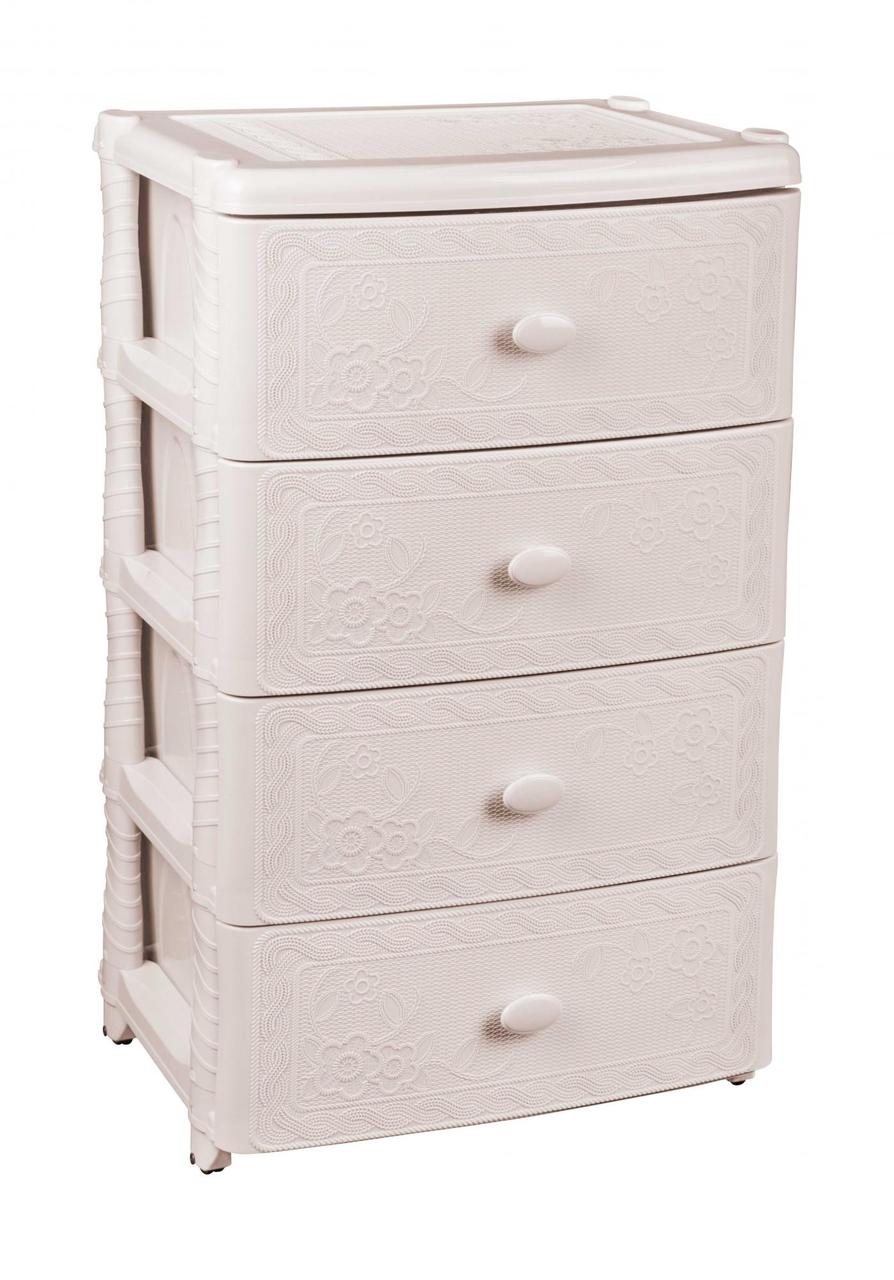 Пластиковый комод 4х-секц. «Флоран» слон.кость Альтернатива пласт, фото 1