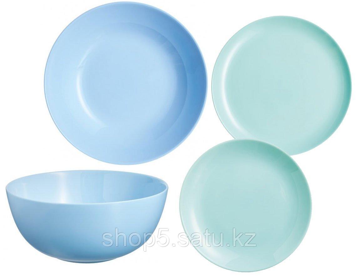 DIWALI LIGHT TURQOISE+BLUE столовый сервиз на 6 персон из 19 предметов, шт