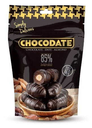 Финики в шоколаде ТЁМНЫЙ 85% какао Chocodate Exclusive Real Extra Dark 100g Pouch V2 - фото 1 - id-p89807330