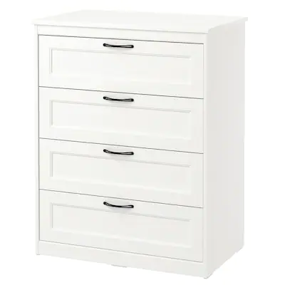 Комод с 4 ящиками СОНГЕСАНД белый 82x104 см ИКЕА, IKEA, фото 1
