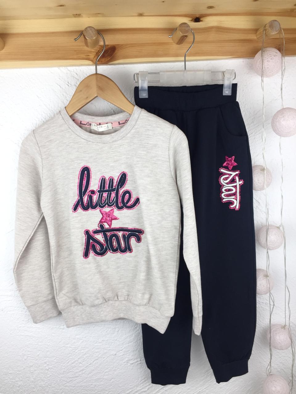 №16061 Костюм для дев. little star беж-син. цв 110-140 см 13922