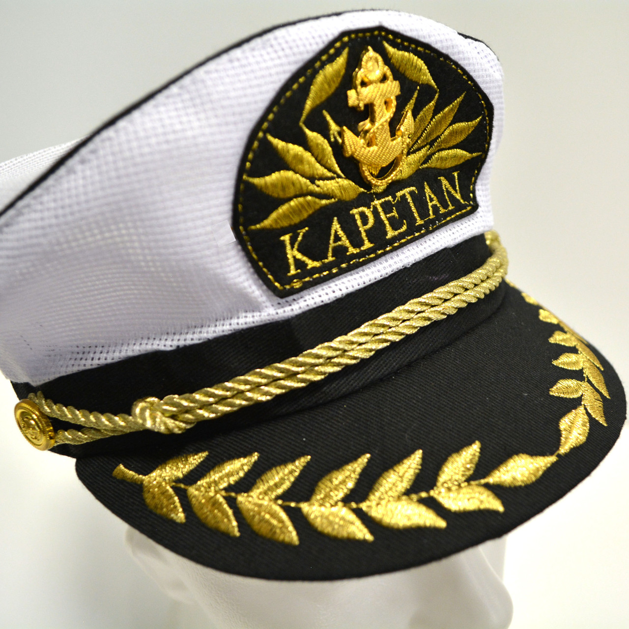 Морская фуражка капитана с морской символикой белая - фото 4 - id-p89817152