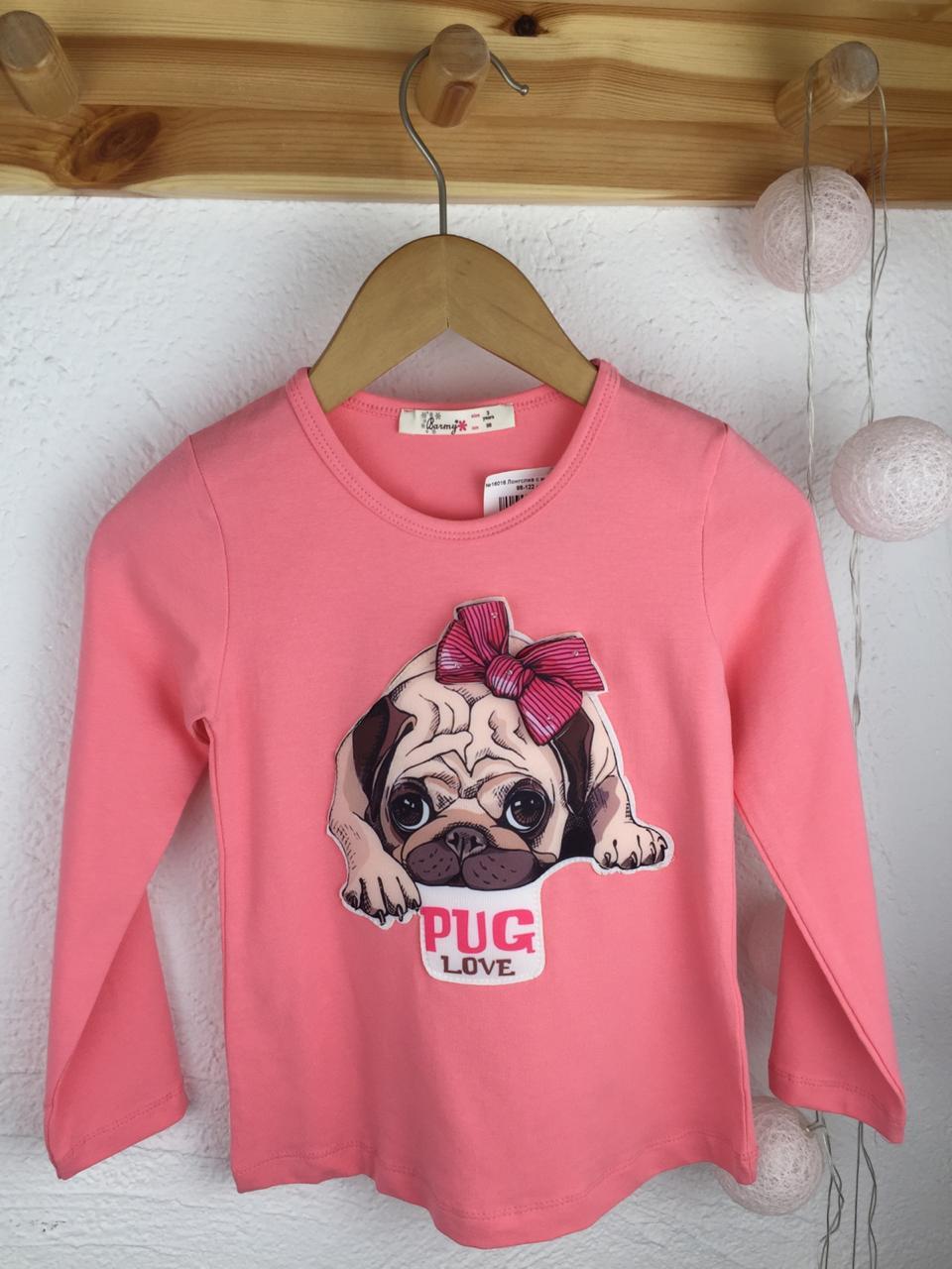 №16016 Лонгслив с мопсом pug love 98-122 cm 0265