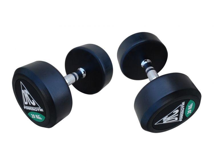 Гантель обрезиненная DFC PowerGym от 1 кг до 50кг (пара) (20 кг) - фото 4 - id-p74112230