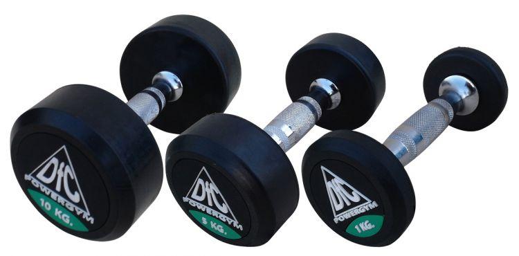 Гантель обрезиненная DFC PowerGym от 1 кг до 50кг (пара) (27,5 кг) - фото 1 - id-p74112233