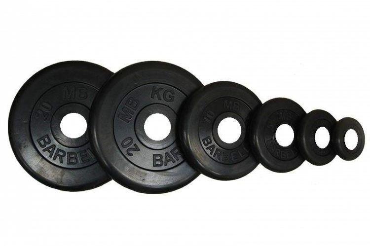 Диск Barbell Atlet черный обрезиненный 31 мм (2,5 кг) - фото 1 - id-p56293659