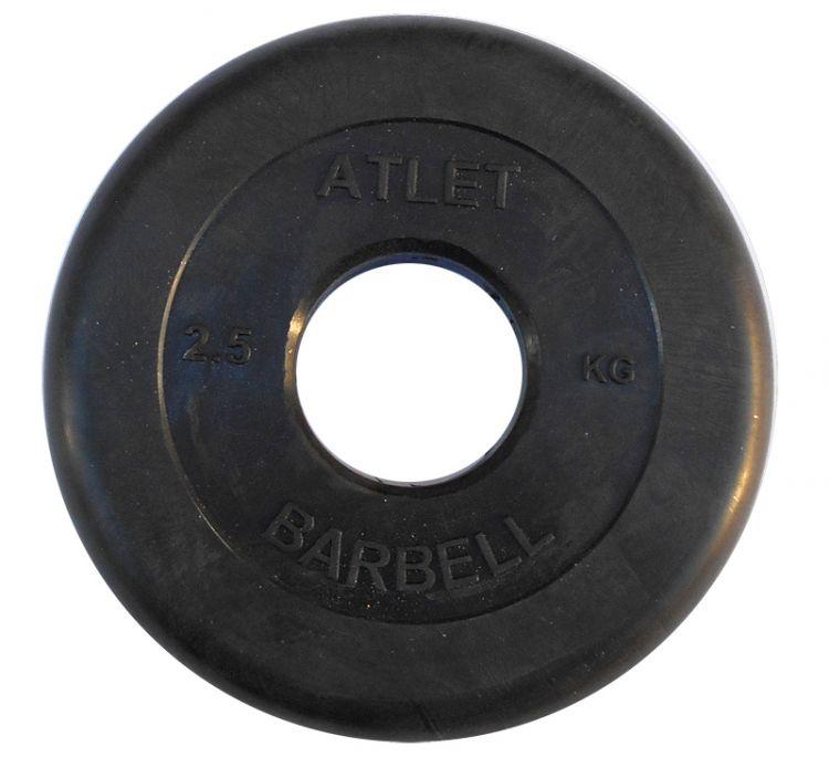Диск Barbell Atlet черный обрезиненный 31 мм (2,5 кг) - фото 4 - id-p56293659