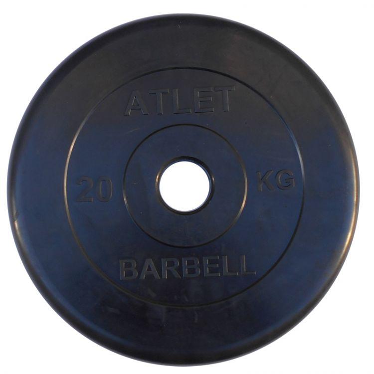 Диск Barbell Atlet черный обрезиненный 31 мм (2,5 кг) - фото 8 - id-p56293659