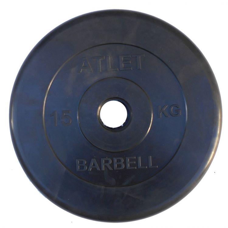 Диск Barbell Atlet черный обрезиненный 26 мм (25 кг) - фото 7 - id-p74111939