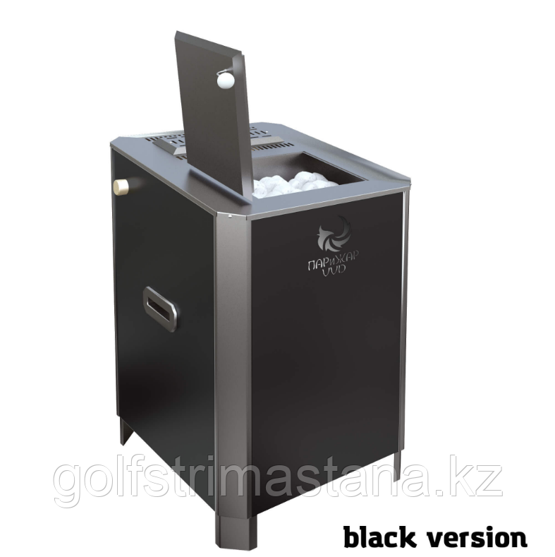 "ПАРиЖАР" бу генераторы бар пеш-каменка (5 м3 дейін) 4,25 кВТ Black version