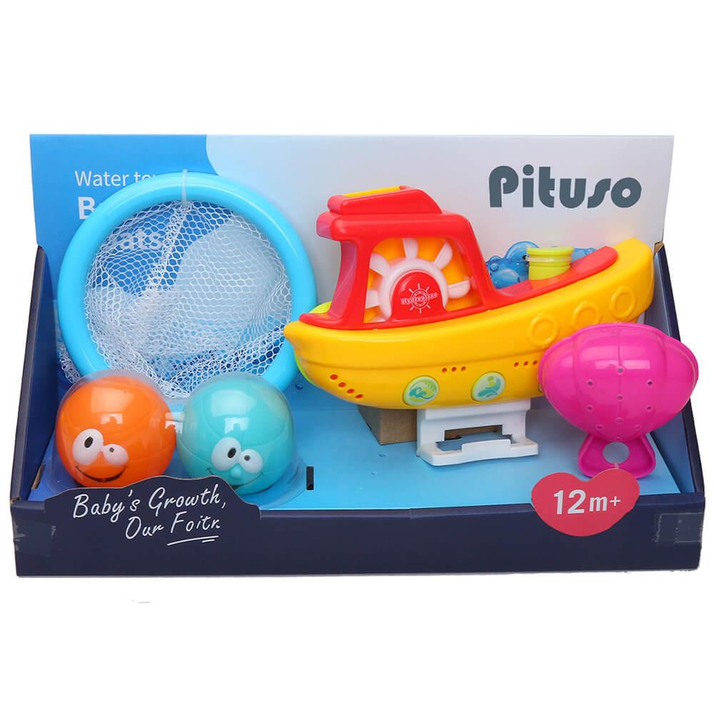 PITUSO Набор игрушек для ванной КОРАБЛИК С МЯЧИКАМИ 13,5*14,5*16,5см в кор 36 шт