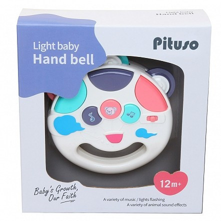 PITUSO Развивающая игрушка МУЗЫКАЛЬНЫЙ БУБЕН белый свет звук 12*11*3,5 см в кор 96 шт