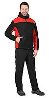 Куртка флисовая "ТЕХНО" (флис дублированный) черная с красным