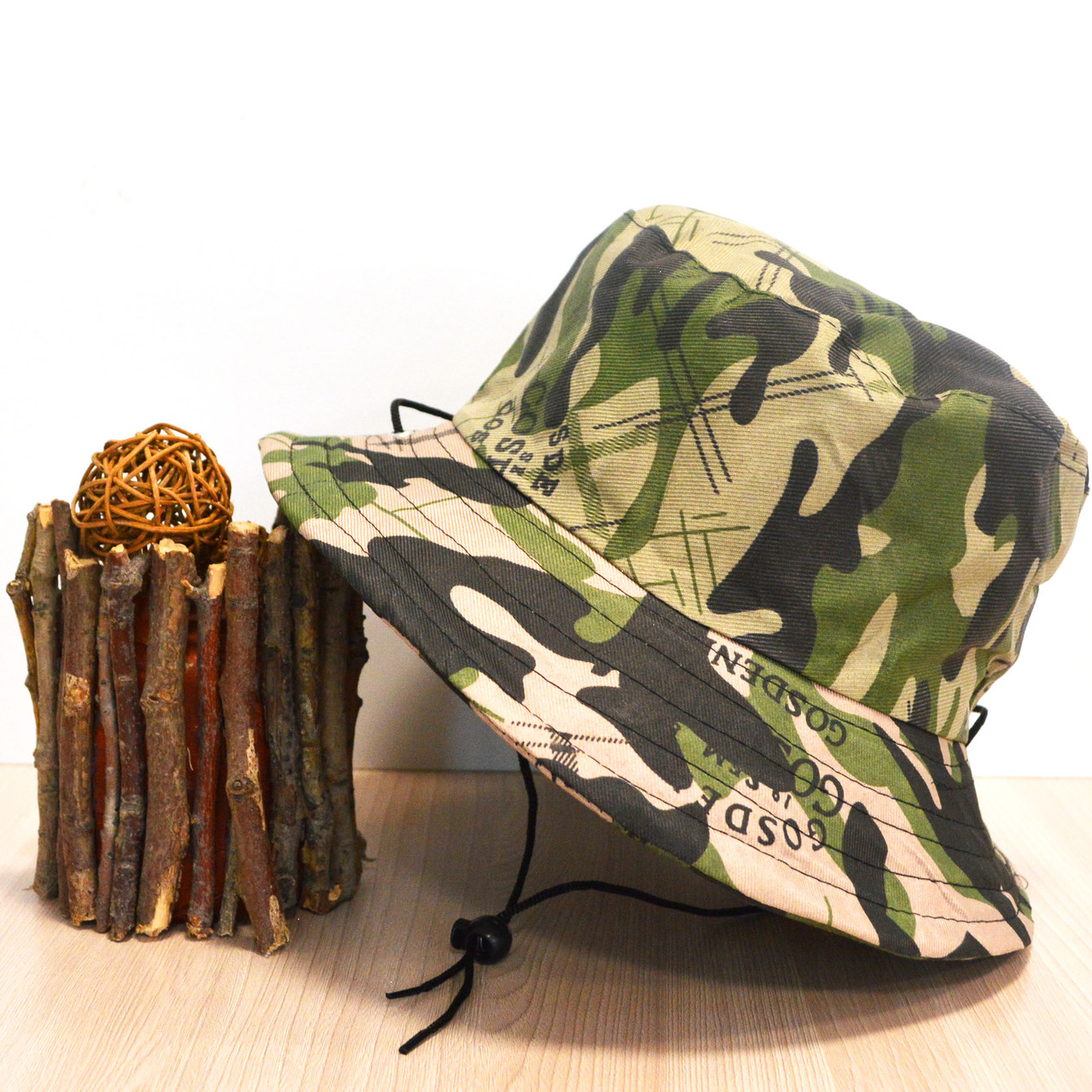 Шляпа для рыбалки охоты и походов с ветрозащитной веревкой деним камуфляж - фото 3 - id-p89854341