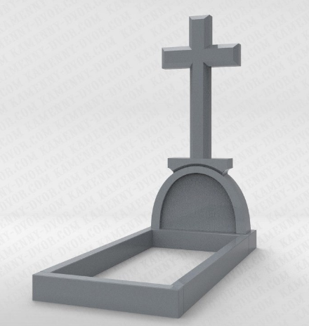 Крест католический из гранита с фигурной тумбой на могилу Серый - фото 1 - id-p89854443