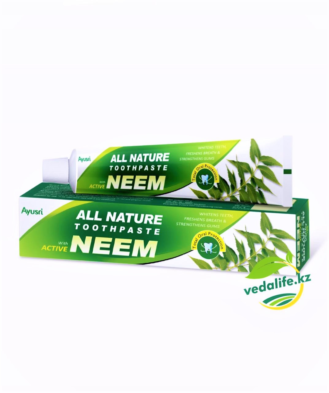 Нем қосылған аюрведиялық тіс пастасы (Neem toothpaste AYUSRI), 100 грамм. - фото 1 - id-p89856092