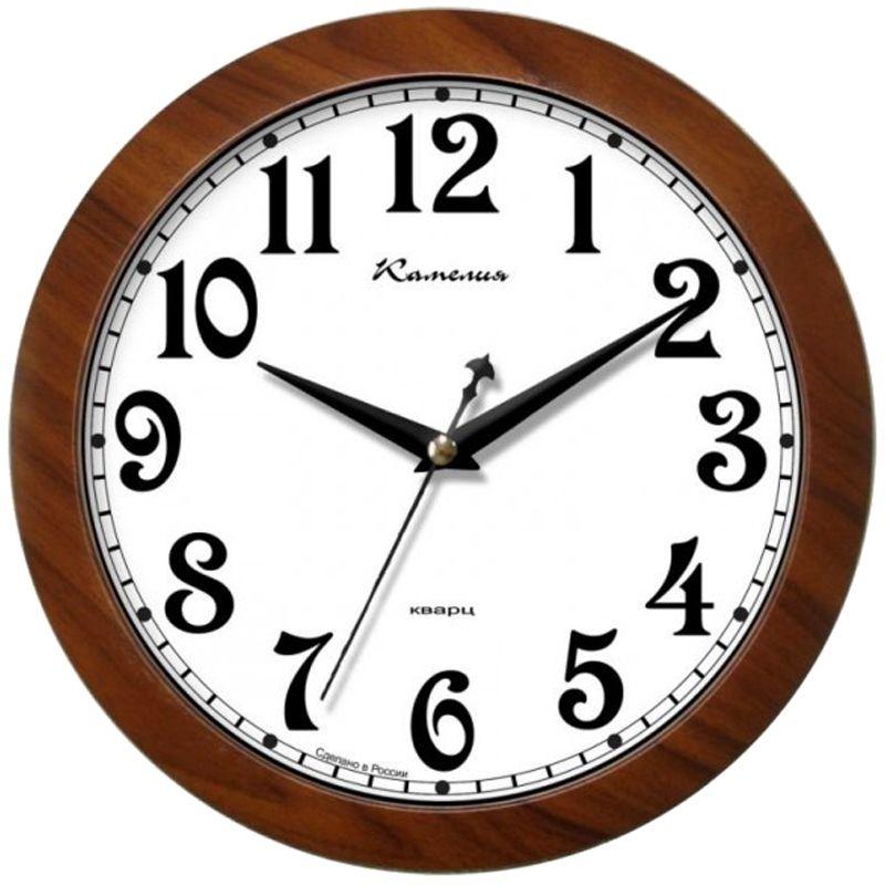 Часы настенные Камелия "Орех золотой", круглые, 29х29х3,5, коричневая рамка - фото 1 - id-p89816867