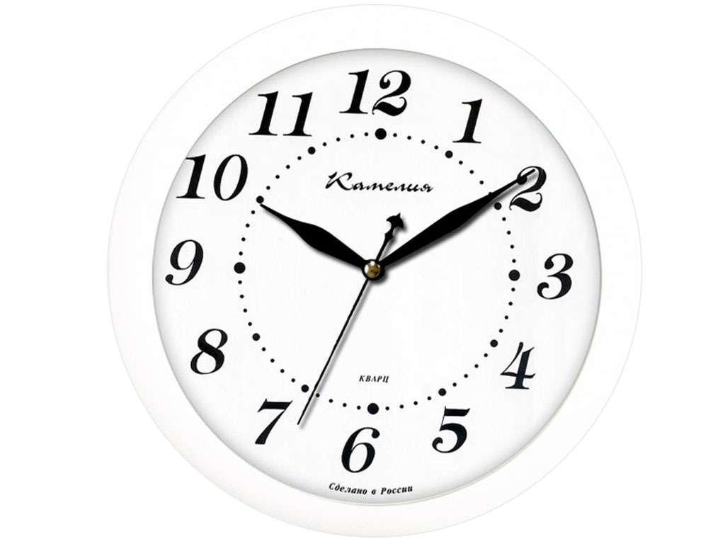 Часы настенные Камелия "Классика в белом", круглые, 29х29х3,5, белая рамка