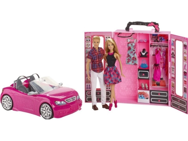 Barbie Игровой набор Гардероб Барби 3 в 1, 2 куклы и кабриолет - фото 1 - id-p89774825