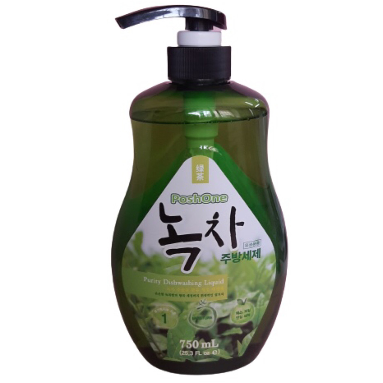 Натуральное средство для мытья посуды PoshOne Green Tea (Зелёный чай) с дозатором, 750мл