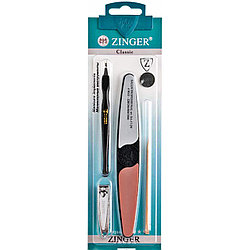 Набор маникюрных инструментов Zinger из 4 предметов (пилка-полировка, книпсер, триммер, палочка)