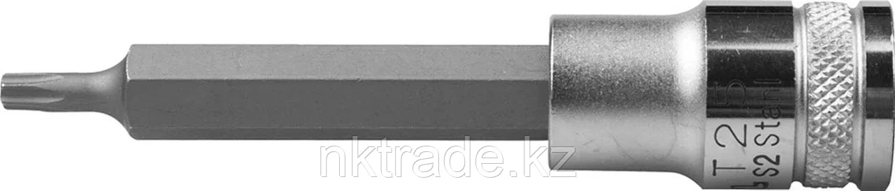 KRAFTOOL 1/2", 100 мм, S2 сталь, Т25, удлиненная, сатинированная, торцовая бита-головка INDUSTRIE QUALITAT