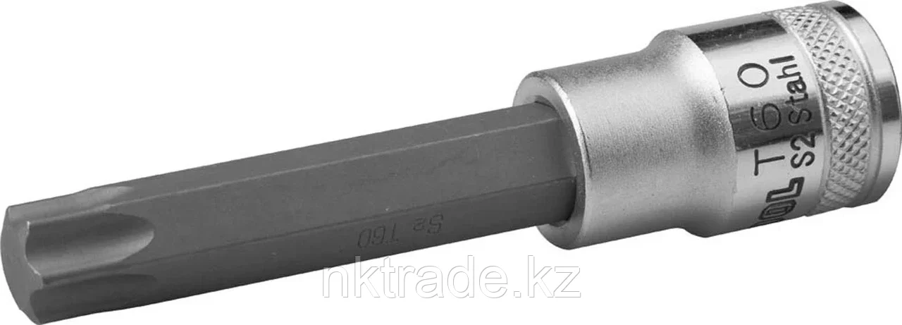 KRAFTOOL 1/2", 100 мм, S2 сталь, Т60, удлиненная, сатинированная, торцовая бита-головка INDUSTRIE QUALITAT - фото 1 - id-p61490635