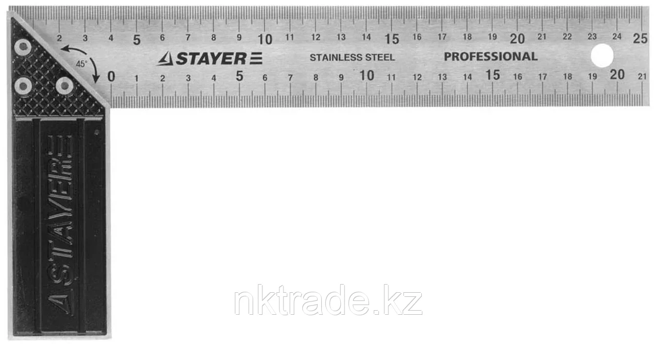 STAYER 250 x 25.5 x 1 мм, нержавеющее полотно, угольник столярный 3431-25_z01