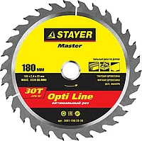 STAYER O 180 x 20 мм, 30T, диск пильный по дереву 3681-180-20-30