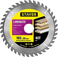 STAYER O 185 x 30 мм, 40Т, диск пильный для ламината "Laminate line" 3684-185-30-40